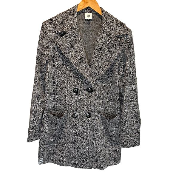 CAbi Black & White Double Breasted Long Length Agent Jacket - size Medium - Picture 2 of 7